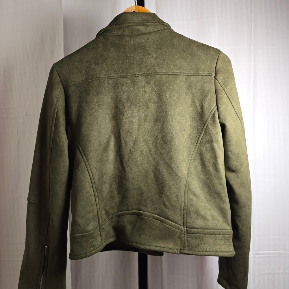 SPYM Women's M Collection Olive Green Thick Plush Moto Bikeresque Jacket Zippers - Picture 11 of 12